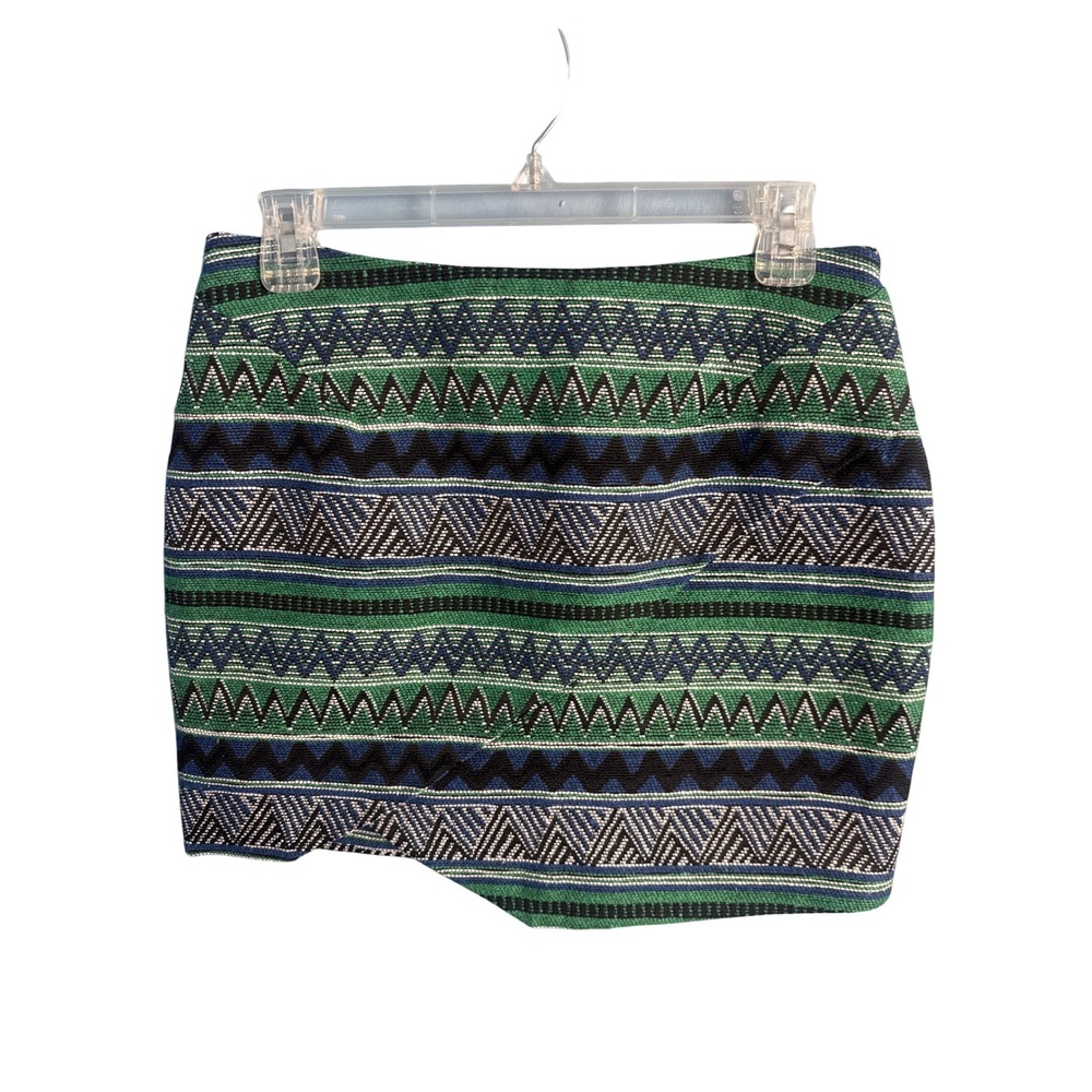 Romeo + Juliet Couture Green Geometric Woven Mini Skirt Boho Festival Small NEW